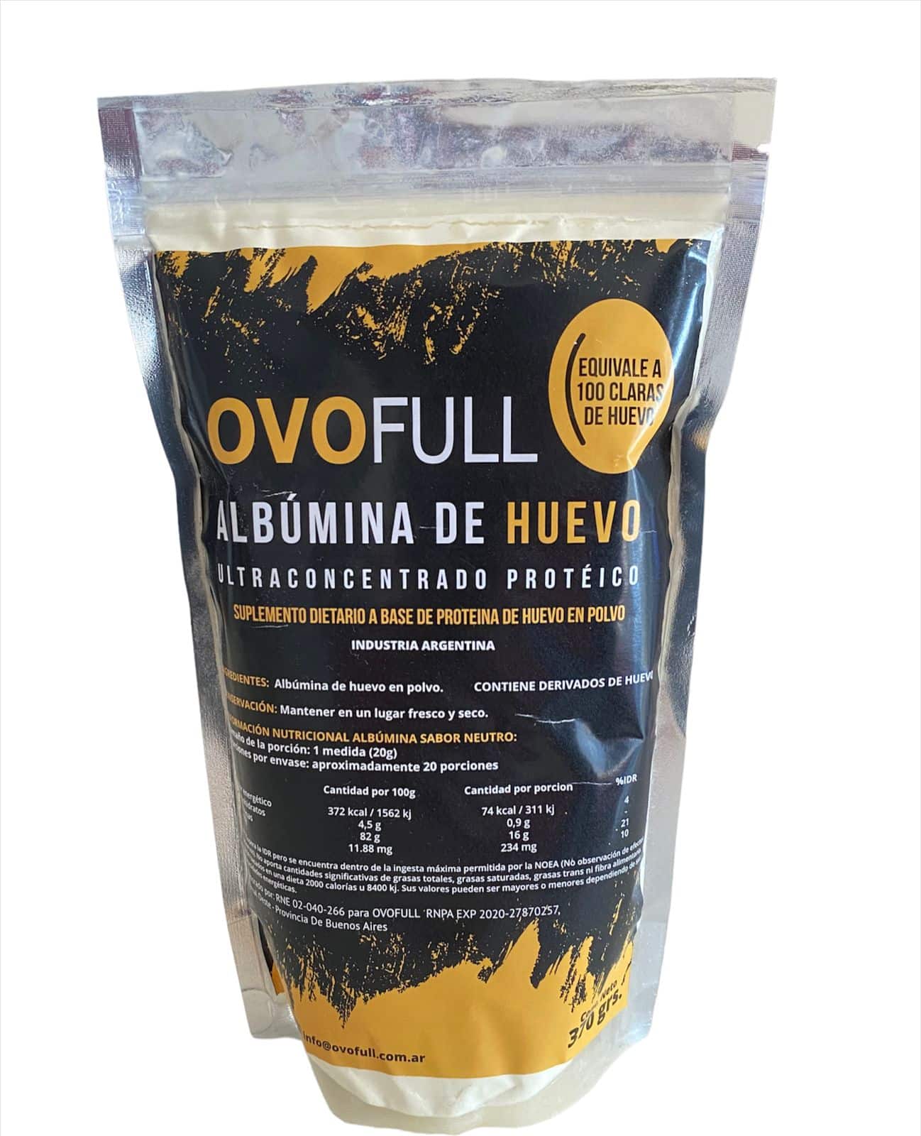 Albumina de Huevo Ultraconcentrado Proteico OVOFULL (370 Grs)